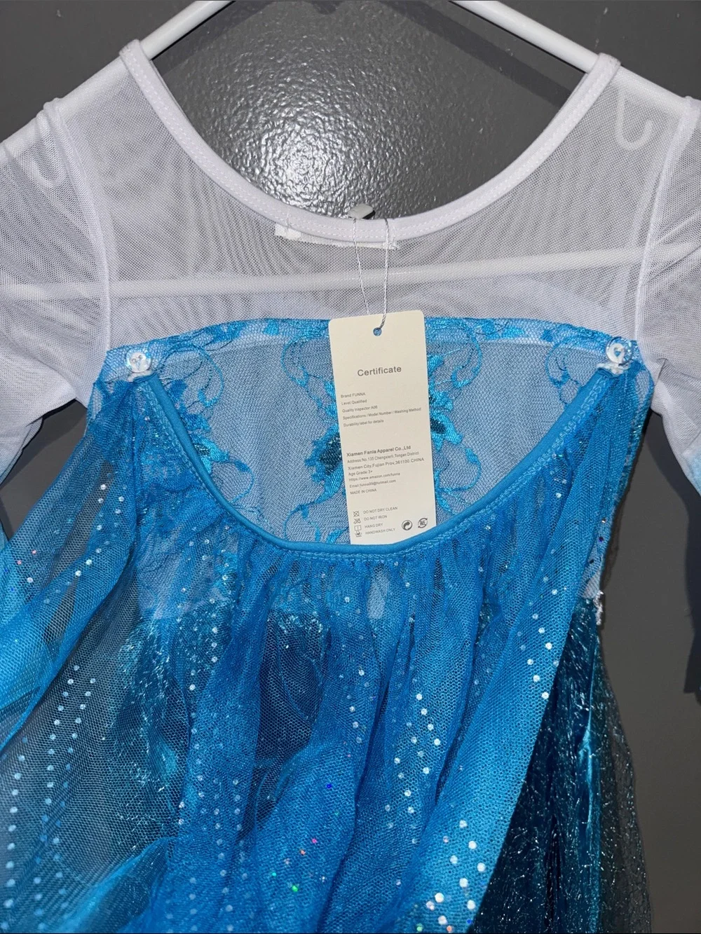 Elsa inspired Blue Sparkle Princess Costume Dress with Blonde Braid Wig